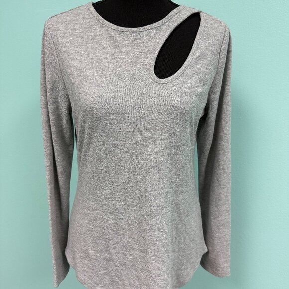 Status By Chenault Textured Knit Long-sleeve Top In Heather gray in size S. - Picture 1 of 5